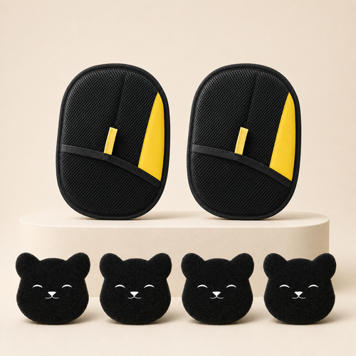 Kit Balù Standard: due panni-guanto e quattro spugne cattura-peli
